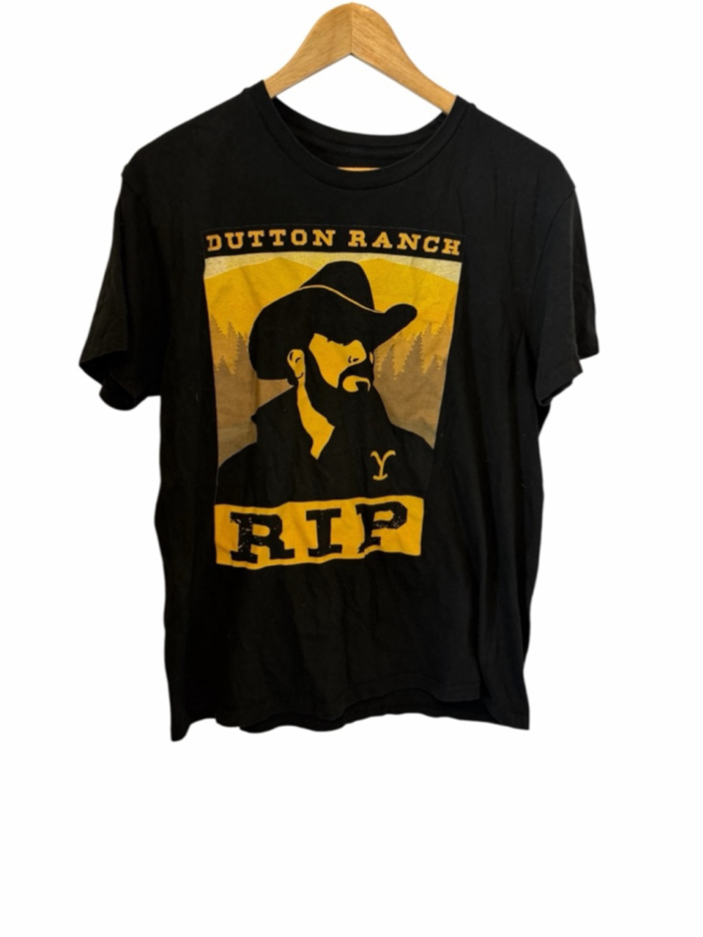 Yellowstone Dutton Ranch RIP Graphic T Shirt Black Cowboy Tee M